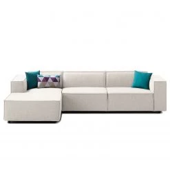 Canapé d'angle Kinx II - Tissu Milan : Blanc vieilli - Méridienne courte à gauche (vue de face) - Sans fonction -Canapés Soldes Magasin 1000011698 180619 155820612 GALLERYIMAGES P000000001000011698