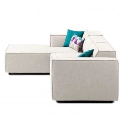 Canapé d'angle Kinx II - Tissu Milan : Blanc vieilli - Méridienne courte à gauche (vue de face) - Sans fonction -Canapés Soldes Magasin 1000011698 180619 155820614 GALLERYIMAGES P000000001000011698