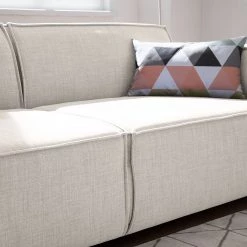 Canapé d'angle Kinx II - Tissu Milan : Blanc vieilli - Méridienne courte à gauche (vue de face) - Sans fonction -Canapés Soldes Magasin 1000011698 180619 155820617 GALLERYIMAGES P000000001000011698