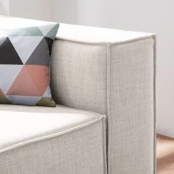 Canapé d'angle Kinx II - Tissu Milan : Blanc vieilli - Méridienne courte à gauche (vue de face) - Sans fonction -Canapés Soldes Magasin 1000011698 180619 155820618 GALLERYIMAGES P000000001000011698