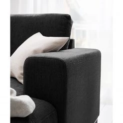 Fredriks Canapé panoramique Summer - Tissu Madu: Noir - Méridienne courte à droite / longue à gauche (vue de face) -Canapés Soldes Magasin 1000012450 201130 15533100193 DETAILS P000000001000012450