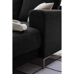 Fredriks Canapé panoramique Summer - Tissu Madu: Noir - Méridienne courte à droite / longue à gauche (vue de face) -Canapés Soldes Magasin 1000012450 201130 15533100194 DETAILS P000000001000012450