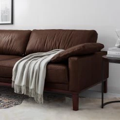 Ars manufacti Canapé Horley (3 places) - Cuir véritable - Marron foncé -Canapés Soldes Magasin 1000015077 211215 092021000168 DETAILS P000000001000015077