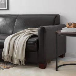 Maison Belfort Canapé Fragola (3 places) - Cuir véritable Marron foncé -Canapés Soldes Magasin 1000015214 201127 16483100051 DETAILS P000000001000015214