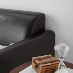 Maison Belfort Canapé Fragola (3 places) - Cuir véritable Marron foncé -Canapés Soldes Magasin 1000015214 201127 16483100052 DETAILS P000000001000015214