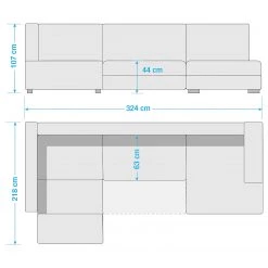 Fredriks Canapé panoramique Puntiro I - Tissu - Cuir synthétique Lilo / Tissu structuré Satur: Noit / Anthracite - Méridienne courte à droite / longue à gauche (vue de face) -Canapés Soldes Magasin 1000021539 201130 13571400075 SKETCH DETAILS P000000001000021539 sketch