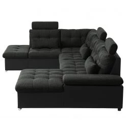 Fredriks Canapé panoramique Puntiro I - Tissu - Cuir synthétique Lilo / Tissu structuré Satur: Noit / Anthracite - Méridienne courte à droite / longue à gauche (vue de face) -Canapés Soldes Magasin 1000021539 210614 18401900089 DETAILS P000000001000021539 1