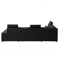 Fredriks Canapé panoramique Puntiro I - Tissu - Cuir synthétique Lilo / Tissu structuré Satur: Noit / Anthracite - Méridienne courte à droite / longue à gauche (vue de face) -Canapés Soldes Magasin 1000021539 210614 18401900090 DETAILS P000000001000021539 1