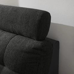 Fredriks Canapé panoramique Puntiro I - Tissu - Cuir synthétique Lilo / Tissu structuré Satur: Noit / Anthracite - Méridienne courte à droite / longue à gauche (vue de face) -Canapés Soldes Magasin 1000021539 210614 18402000098 DETAILS P000000001000021539 1