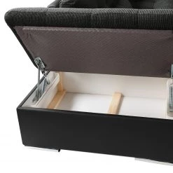 Fredriks Canapé panoramique Puntiro I - Tissu - Cuir synthétique Lilo / Tissu structuré Satur: Noit / Anthracite - Méridienne courte à droite / longue à gauche (vue de face) -Canapés Soldes Magasin 1000021539 210614 18402000103 DETAILS P000000001000021539 1