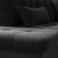 Fredriks Canapé panoramique Puntiro I - Tissu - Cuir synthétique Lilo / Tissu structuré Satur: Noit / Anthracite - Méridienne courte à droite / longue à gauche (vue de face) -Canapés Soldes Magasin 1000021539 210614 18402000105 DETAILS P000000001000021539 1