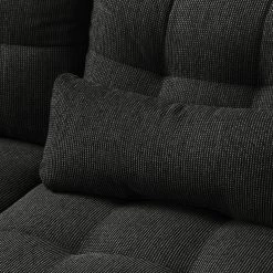 Fredriks Canapé panoramique Puntiro I - Tissu - Cuir synthétique Lilo / Tissu structuré Satur: Noit / Anthracite - Méridienne courte à droite / longue à gauche (vue de face) -Canapés Soldes Magasin 1000021539 210614 18402000106 DETAILS P000000001000021539 1