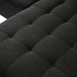 Fredriks Canapé panoramique Puntiro I - Tissu - Cuir synthétique Lilo / Tissu structuré Satur: Noit / Anthracite - Méridienne courte à droite / longue à gauche (vue de face) -Canapés Soldes Magasin 1000021539 210614 18402000107 DETAILS P000000001000021539 1