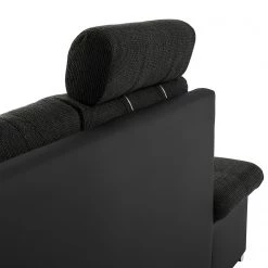 Fredriks Canapé panoramique Puntiro I - Tissu - Cuir synthétique Lilo / Tissu structuré Satur: Noit / Anthracite - Méridienne courte à droite / longue à gauche (vue de face) -Canapés Soldes Magasin 1000021539 210614 18402000111 DETAILS P000000001000021539 1