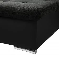 Fredriks Canapé panoramique Puntiro I - Tissu - Cuir synthétique Lilo / Tissu structuré Satur: Noit / Anthracite - Méridienne courte à droite / longue à gauche (vue de face) -Canapés Soldes Magasin 1000021539 210614 18402000112 DETAILS P000000001000021539 1