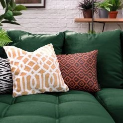 Jack & Alice Canapé d'angle Elnora - Vert foncé - Méridienne longue à gauche (vue de face) - Avec repose-pieds -Canapés Soldes Magasin 1000022208 181114 11415724 MOOD GALLERYIMAGES P000000001000022208 mood