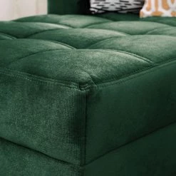 Jack & Alice Canapé d'angle Elnora - Vert foncé - Méridienne longue à gauche (vue de face) - Avec repose-pieds -Canapés Soldes Magasin 1000022208 181114 11415726 MOOD GALLERYIMAGES P000000001000022208 mood