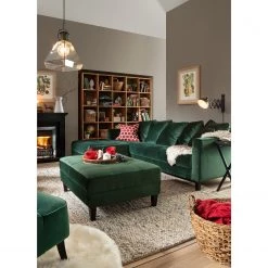 Jack & Alice Canapé d'angle Elnora - Vert foncé - Méridienne longue à gauche (vue de face) - Avec repose-pieds -Canapés Soldes Magasin 1000022208 181127 13052500012 MOOD GALLERYIMAGES P000000001000022208 mood