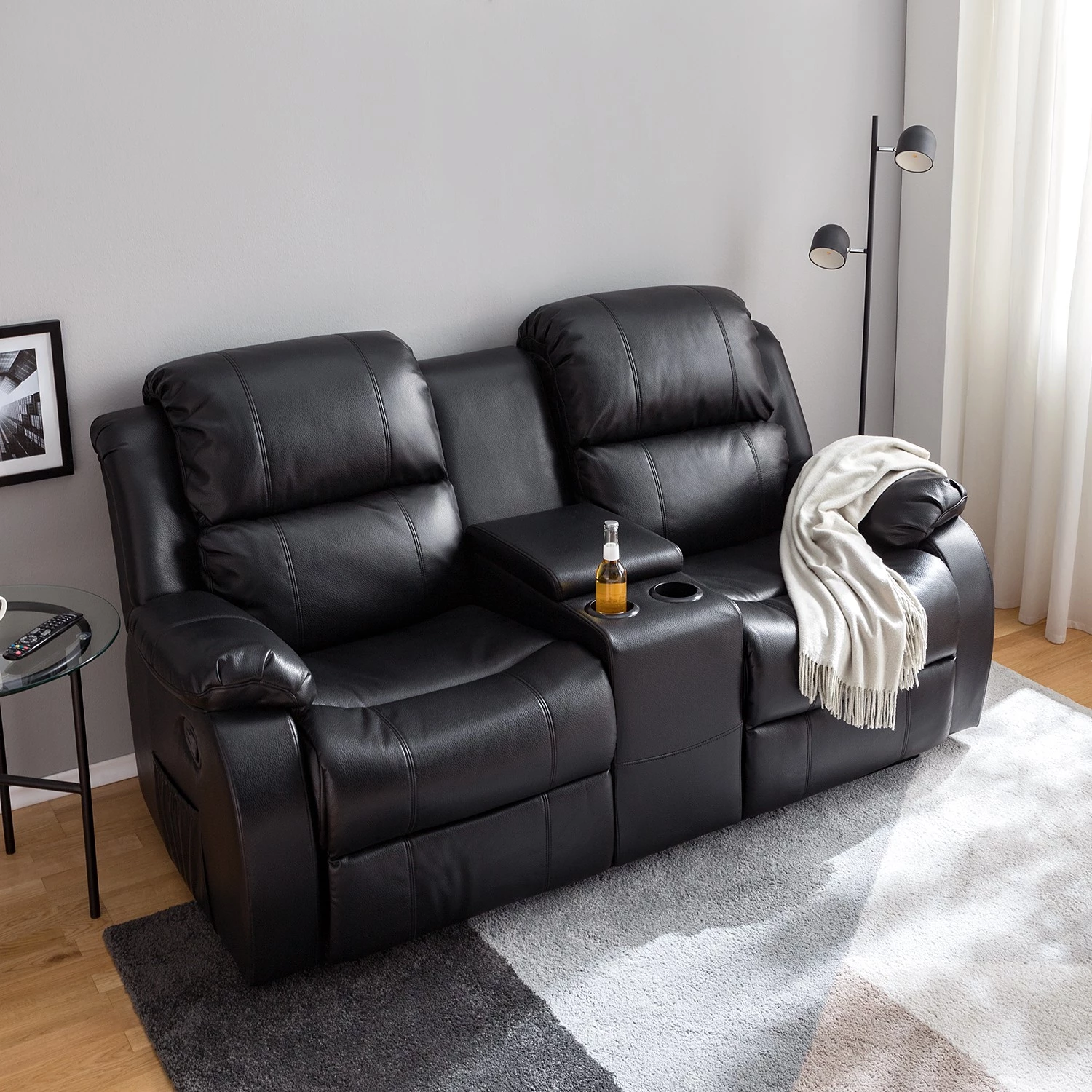 Modoform Fauteuil de cinéma Mendis (2 places) - Imitation cuir - Noir 4 Modoform Fauteuil de cinéma Mendis (2 places) - Imitation cuir - Noir – Image 4