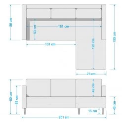Eva Padberg Collection Canapé d'angle LAONA - Velours Pauno: Vert foncé - Méridienne courte à droite (vue de face) - Avec repose-pieds -Canapés Soldes Magasin 1000032242 201016 13482300008 SKETCH DETAILS P000000001000032242 sketch