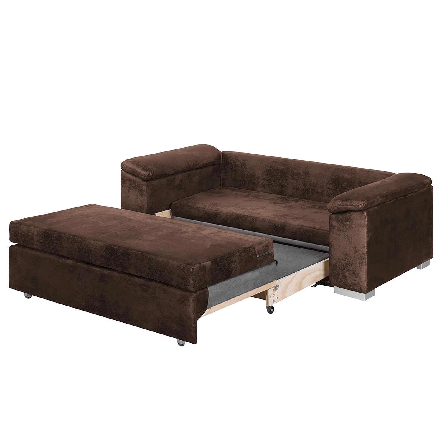Mooved Canapé convertible Latina - Aspect cuir vieilli - Marron foncé - Largeur : 190 cm 3 Mooved Canapé convertible Latina - Aspect cuir vieilli - Marron foncé - Largeur : 190 cm – Image 3