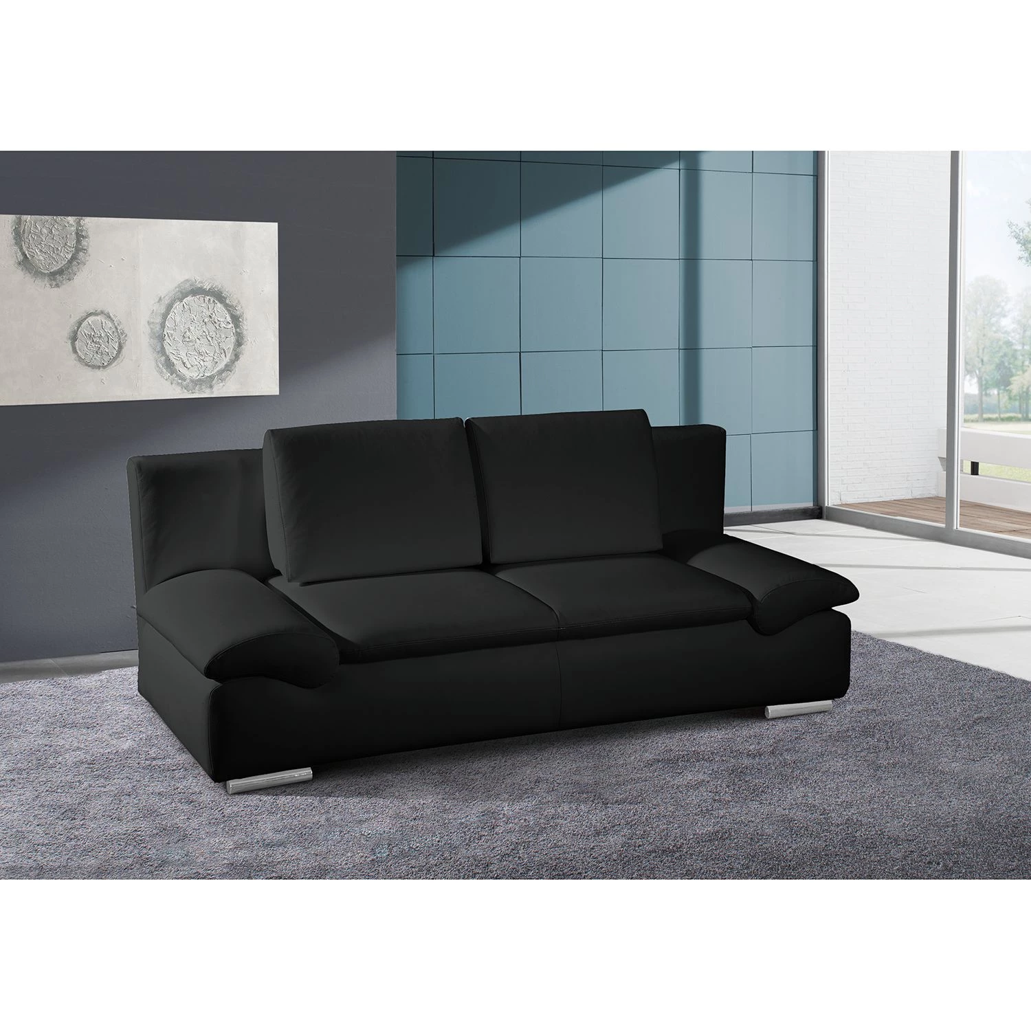 Loftscape Canapé convertible Norris II - Cuir véritable noir 3 Loftscape Canapé convertible Norris II - Cuir véritable noir – Image 3
