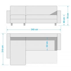 Loftscape Canapé d'angle Inywa - Convertible / montable des deux côtés - Aspect cuir antique - Microfibre Priya: Cognac - Avec fonction couchage -Canapés Soldes Magasin 1000085425 201125 15410200084 SKETCH DETAILS P000000001000085425 sketch