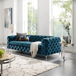 Jack & Alice Canapé Leominster II (3 places) - Velours Jila: Pétrole -Canapés Soldes Magasin 1000119244 190405 11221900006 MOOD GALLERYIMAGES P000000001000119244 mood