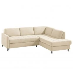 Fredriks Canapé d'angle Tanete - Crème - Méridienne longue à droite (vue de face) - Avec fonction couchage