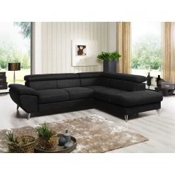 Loftscape Canapé d'angle Hodge - Noir - Méridienne longue à droite (vue de face) - Sans fonction -Canapés Soldes Magasin 1000120341 190412 09202400031 MOOD GALLERYIMAGES P000000001000120341 mood