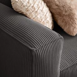 Ars Natura Canapé 3 places LORALAI - Velours côtelé Lola: Gris -Canapés Soldes Magasin 1000123339 180911 09581430 MOOD GALLERYIMAGES P000000001000123339 mood