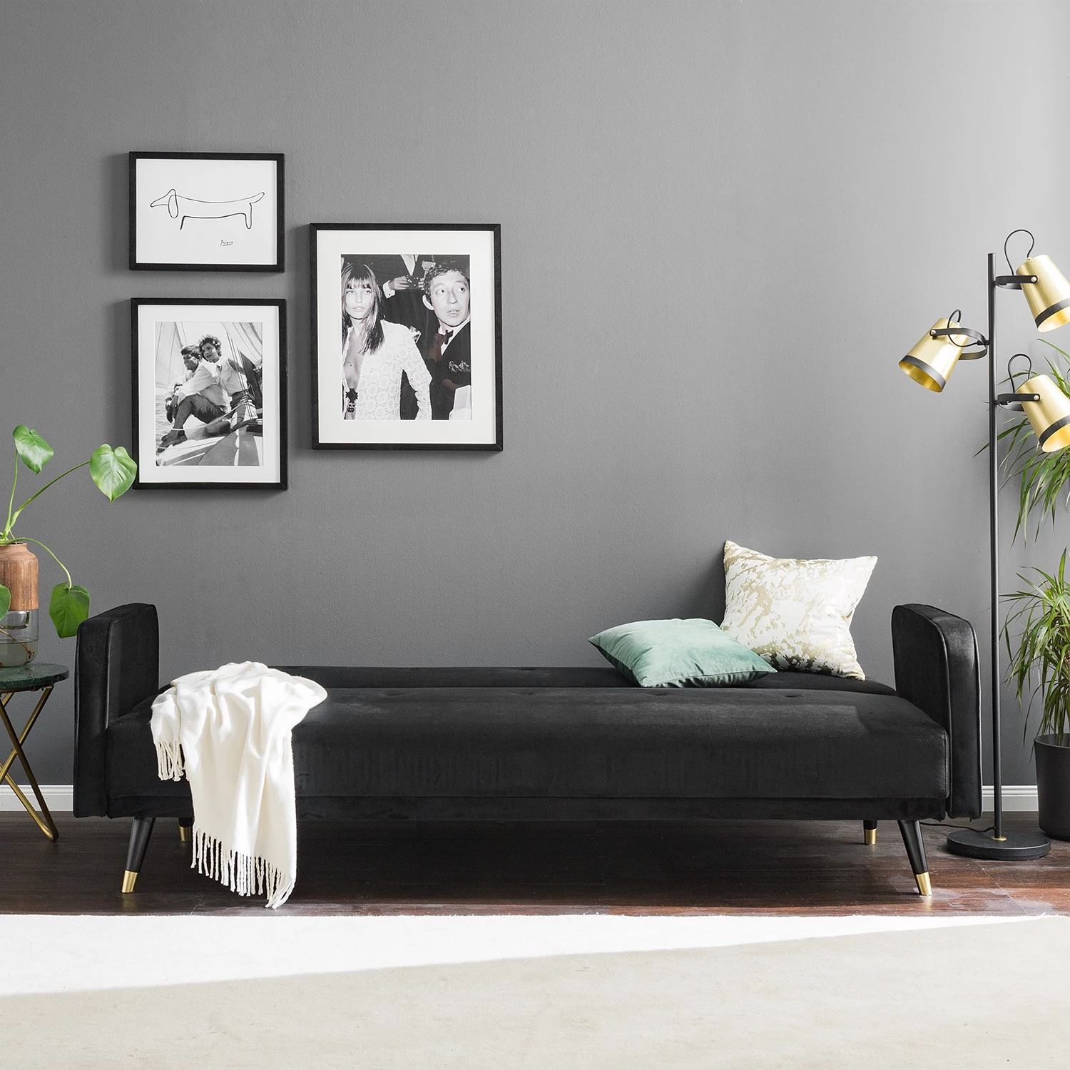 Jack & Alice Canapé convertible Daru I - Velours - Noir 15 Jack & Alice Canapé convertible Daru I - Velours - Noir – Image 15