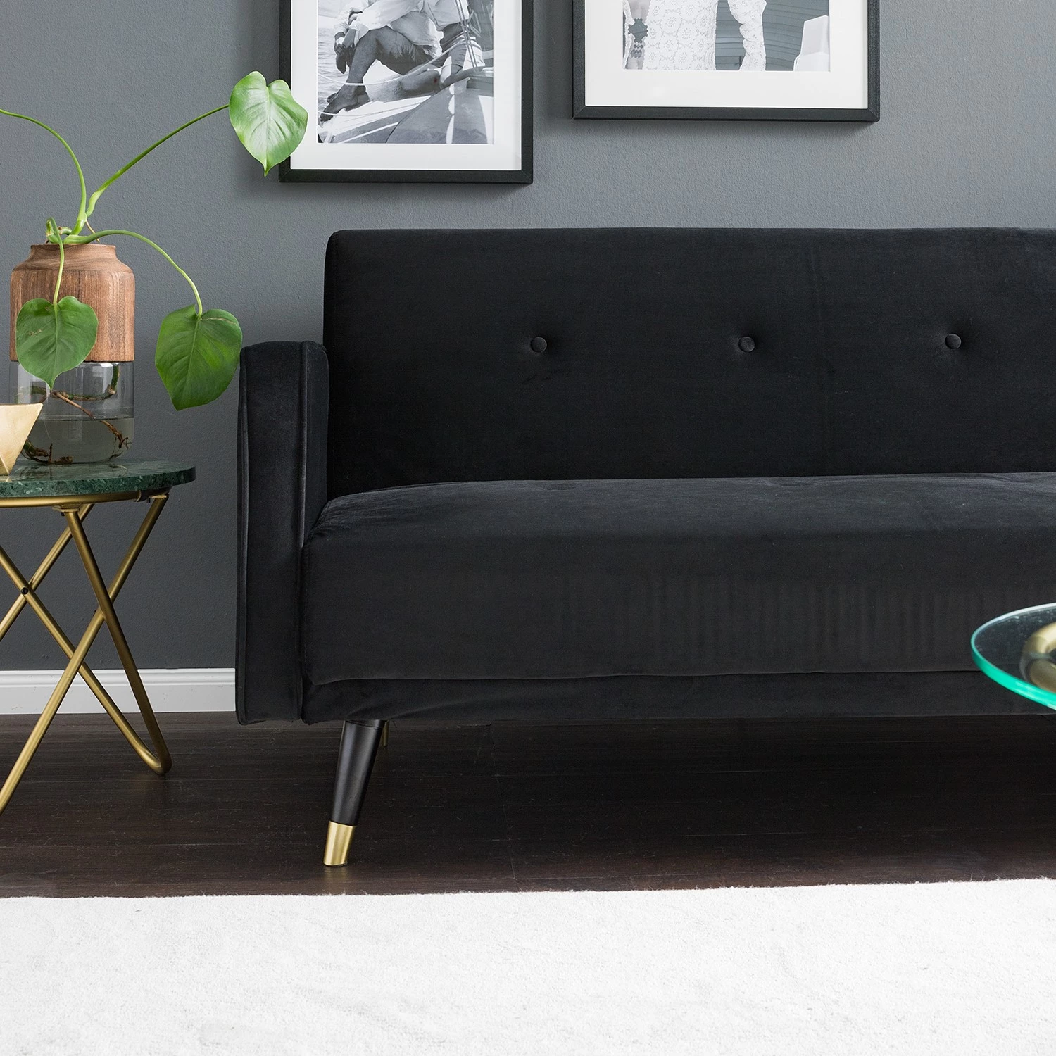 Jack & Alice Canapé convertible Daru I - Velours - Noir 18 Jack & Alice Canapé convertible Daru I - Velours - Noir – Image 18