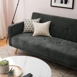 Jack & Alice Canapé convertible Daru - Velours - Velours Niks: Ardoise -Canapés Soldes Magasin 1000127757 200514 14352000048 DETAILS P000000001000127757