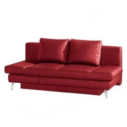 Loftscape Canapé convertible Salen II - Cuir véritable - Rouge - Chrome brillant