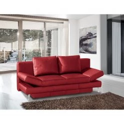 Loftscape Canapé convertible Salen II - Cuir véritable - Rouge - Chrome brillant -Canapés Soldes Magasin 1000129062 180817 11584370 MOOD GALLERYIMAGES P000000001000129062 mood