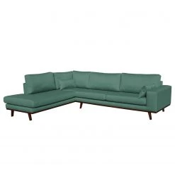 Mørteens Canapé d’angle Billund III - Tissu structuré - Menthe - Méridienne longue à gauche (vue de face)