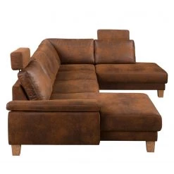 Ars Natura Canapé panoramique Alpine - Aspect cuir vieilli - Méridienne courte à gauche / longue à droite (vue de face) -Canapés Soldes Magasin 1000135199 190903 11144500003 DETAILS P000000001000135199