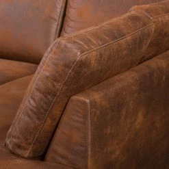 Ars Natura Canapé panoramique Alpine - Aspect cuir vieilli - Méridienne courte à gauche / longue à droite (vue de face) -Canapés Soldes Magasin 1000135199 190903 11144700009 DETAILS P000000001000135199