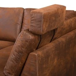 Ars Natura Canapé panoramique Alpine - Aspect cuir vieilli - Méridienne courte à gauche / longue à droite (vue de face) -Canapés Soldes Magasin 1000135199 190903 11144700010 DETAILS P000000001000135199