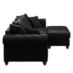 Jack & Alice Grand canapé Solita - Velours - Noir - Avec repose-pieds -Canapés Soldes Magasin 1000135699 181018 163051686 GALLERYIMAGES P000000001000135699