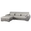Loftscape Canapé d'angle Roseburg - Microfibre - Platine - Méridienne courte à gauche (vue de face)