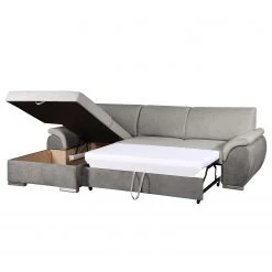 Loftscape Canapé d'angle Roseburg - Microfibre - Platine - Méridienne courte à gauche (vue de face) -Canapés Soldes Magasin 1000136006 181024 123008197 GALLERYIMAGES P000000001000136006