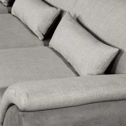 Loftscape Canapé d'angle Roseburg - Microfibre - Platine - Méridienne courte à gauche (vue de face) -Canapés Soldes Magasin 1000136006 181024 123008198 GALLERYIMAGES P000000001000136006