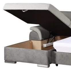 Loftscape Canapé d'angle Roseburg - Microfibre - Platine - Méridienne courte à gauche (vue de face) -Canapés Soldes Magasin 1000136006 181024 123009202 GALLERYIMAGES P000000001000136006