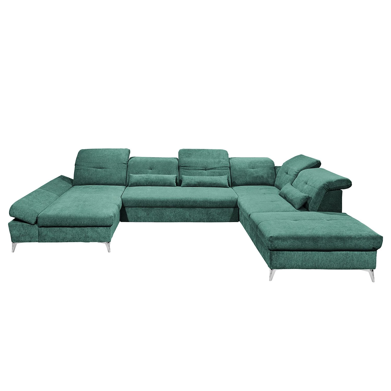 Fredriks Canapé panoramique Easton - Microfibre - Microfibre Ranu: Turquoise - Méridienne courte à gauche / longue à droite (vue de face) 4 Fredriks Canapé panoramique Easton - Microfibre - Microfibre Ranu: Turquoise - Méridienne courte à gauche / longue à droite (vue de face) – Image 4