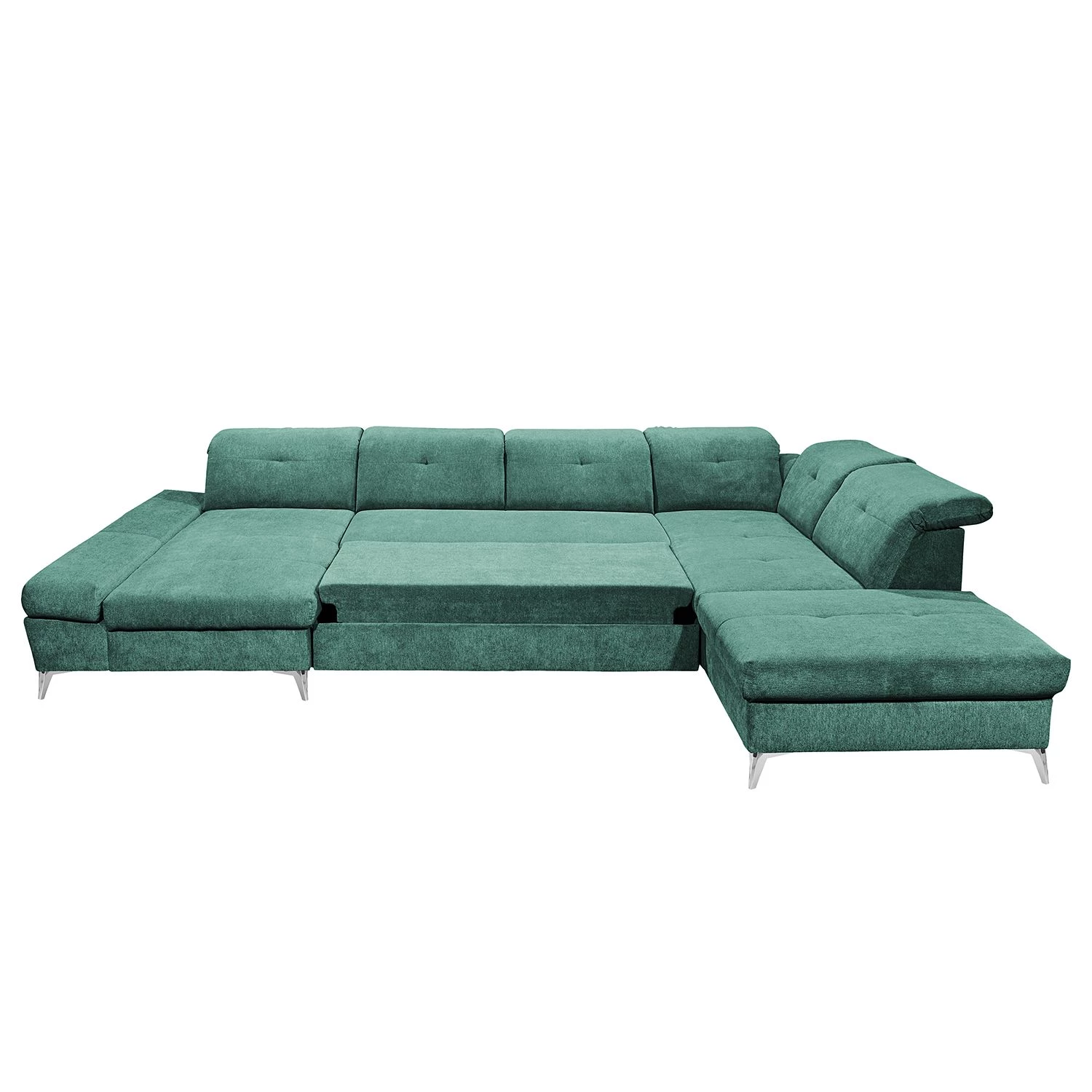 Fredriks Canapé panoramique Easton - Microfibre - Microfibre Ranu: Turquoise - Méridienne courte à gauche / longue à droite (vue de face) 6 Fredriks Canapé panoramique Easton - Microfibre - Microfibre Ranu: Turquoise - Méridienne courte à gauche / longue à droite (vue de face) – Image 6