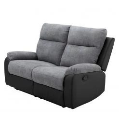 Modoform Canapé relax Warmun (2 places) - Imitation cuir / Microfibre - Noir / Gris