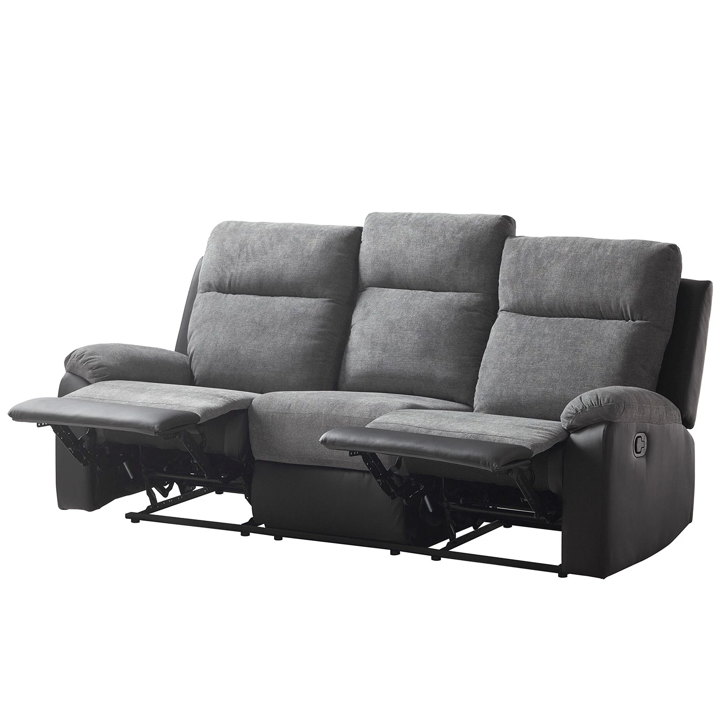 Loftscape Canapé relax Warmun (3 places) - Imitation cuir / Microfibre - Noir / Gris 5 Loftscape Canapé relax Warmun (3 places) - Imitation cuir / Microfibre - Noir / Gris – Image 5