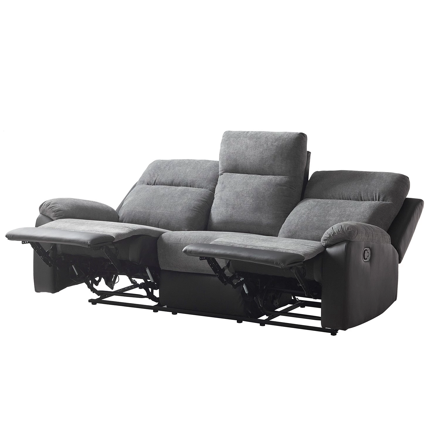 Loftscape Canapé relax Warmun (3 places) - Imitation cuir / Microfibre - Noir / Gris 7 Loftscape Canapé relax Warmun (3 places) - Imitation cuir / Microfibre - Noir / Gris – Image 7